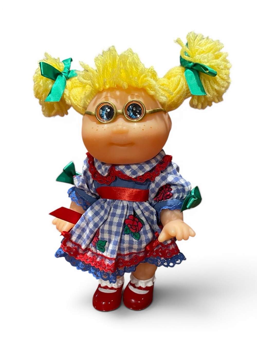 1997 CPK Sybil Sadie 7” Doll Hard Plastic Body Blonde Glasses Cabbage Patch Kid